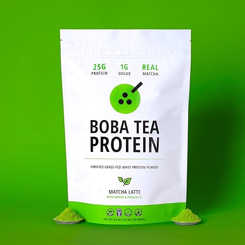 Boba Tea Protein Matcha Latte | 25g Grass-Fed Whey Protein Isola...
