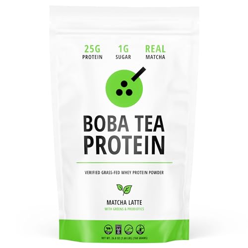 Boba Tea Protein Matcha Latte | 25g Grass-Fed Whey Protein Isola...