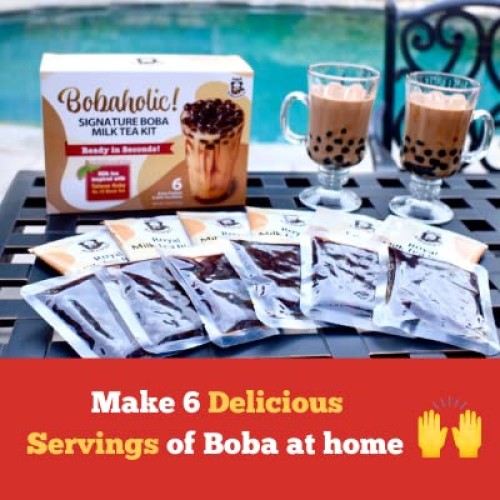 Bobaholic Instant Boba Tea Kit, Make 6 Big Servings With 40% Mor