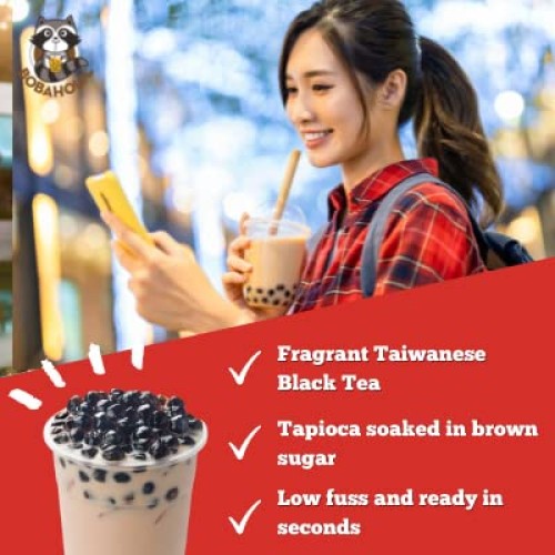 Bobaholic Instant Boba Tea Kit, Make 6 Big Servings With 40% Mor