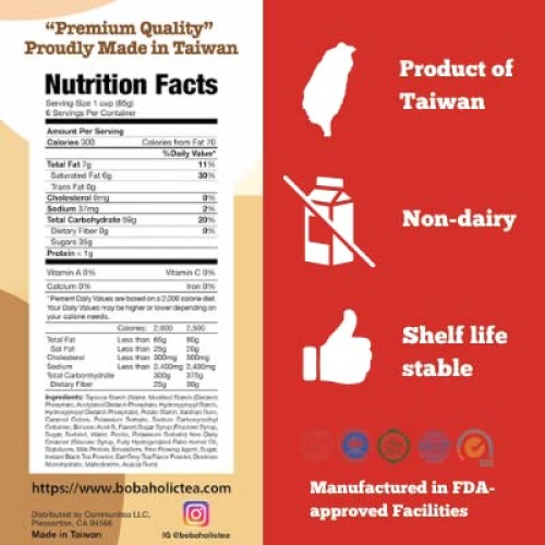 Bobaholic Instant Boba Tea Kit, Make 6 Big Servings With 40% Mor