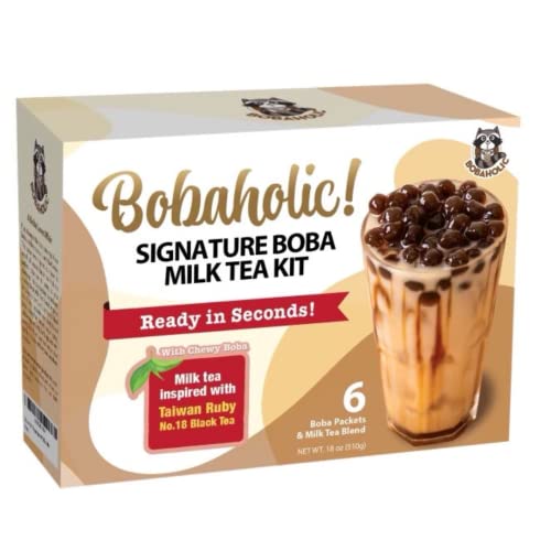 Bobaholic Instant Boba Tea Kit, Make 6 Big Servings With 40% Mor