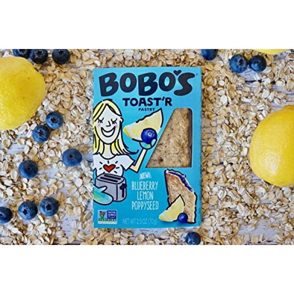 Bobos TOASTeR Pastry, Blueberry Lemon Poppyseed, 2.5 oz Pastry ...