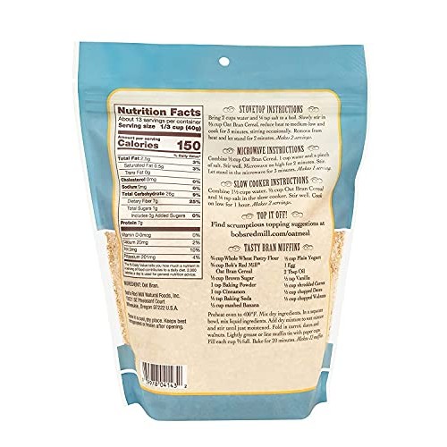 Bobs Red Mill Cereal Oat Bran, 18-Ounce Pack Of 3