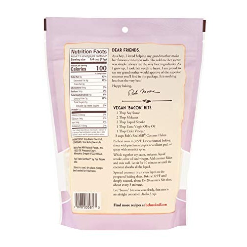 Bobs Red Mill Flaked Coconut Unsweetened, 10 Ounce Pack Of 4