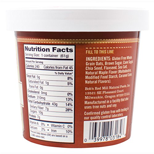 Bobs Red Mill Gluten-Free Oatmeal Cup &Amp; Maple, Brown Sugar, 2.1