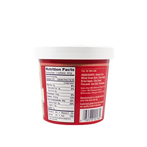 Bobs Red Mill Gluten Free Oatmeal Cup, Apple &Amp; Cinnamon, 2.36-O