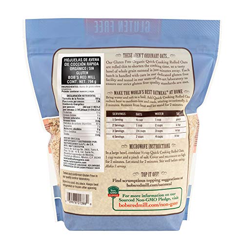 Bobs Red Mill Gluten Free Organic Quick Cooking Oats, 32 Ounce