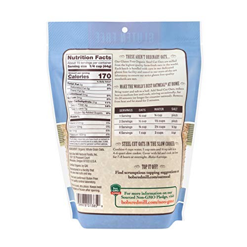 Bobs Red Mill Gluten Free Organic Steel Cut Oats 24 Ounce, Pac