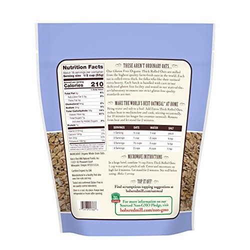 Bobs Red Mill Gluten Free Organic Thick Rolled Oats, 32 Oz