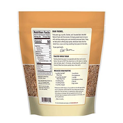 Bobs Red Mill High Fiber Wheat Bran, 16 Oz Pack Of 4