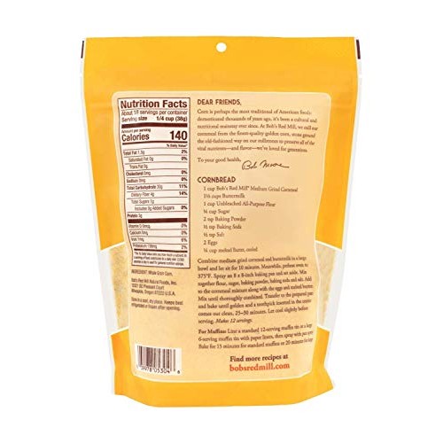 Bobs Red Mill Medium Cornmeal, Whole Grain Stone Ground, 24 Oun