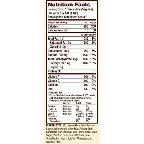 Bobs red mill mix gf pizza crust, 16 oz, pk- 4
