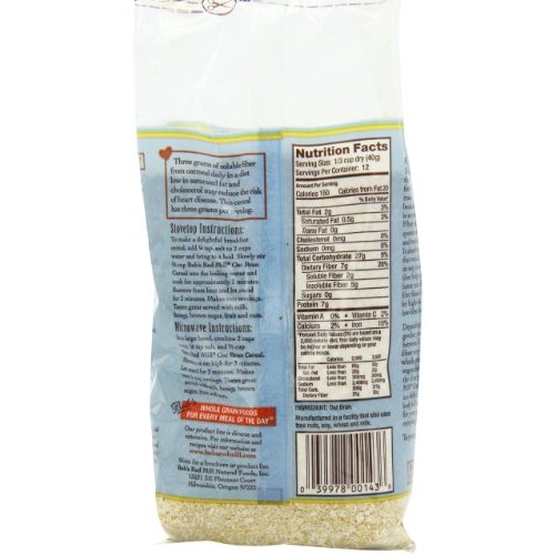 Bobs Red Mill Oat Bran Hot Cereal, 18 Ounce Pack Of 4