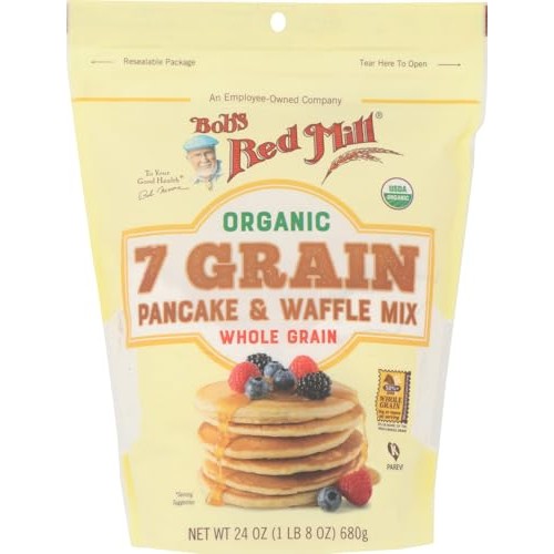 Bob's Red Mill Organic 7 Grain Pancake & Waffle Mix 24 oz (Two P...