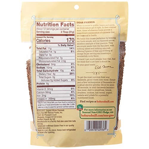 Bobs Red Mill Organic Brown Flaxseeds, 13 Oz