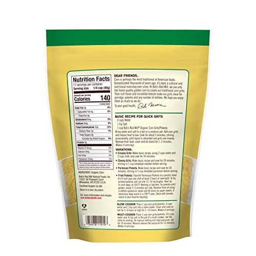 Bobs Red Mill Organic Corn Grits/Polenta, 24 Oz Pack of 4
