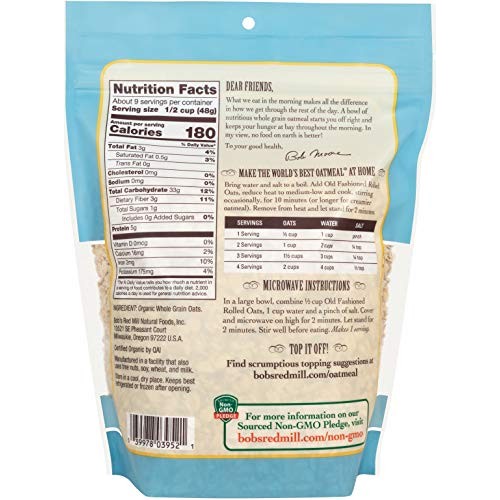 Bobs Red Mill Organic Oats Rolled Regular - 16 Oz