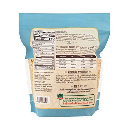 Bobs Red Mill Organic Quick Cooking Rolled Oats, 32-ounce Pack...