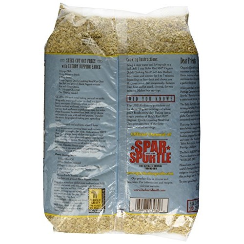 Bobs Red Mill Quick Cooking 100% Whole Grain Oats, 112 Ounce