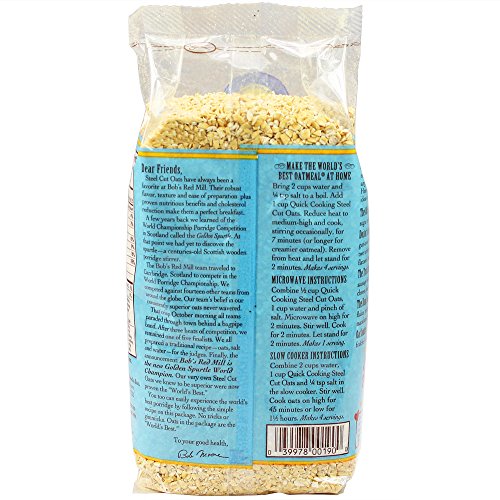 Bobs Red Mill Quick Cooking Steel Cut Oats, 22 Oz 4 Pack