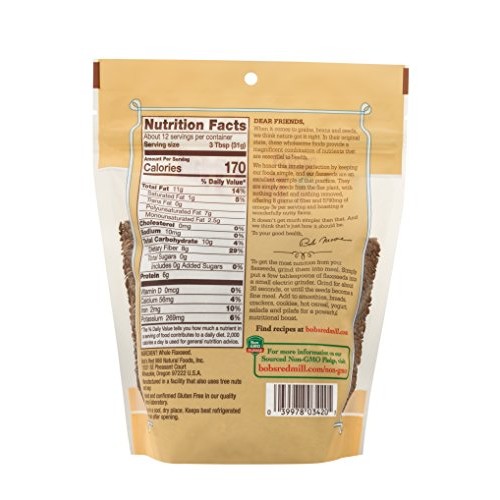 Bobs Red Mill Raw Whole Brown Flaxseed, 13-Ounce