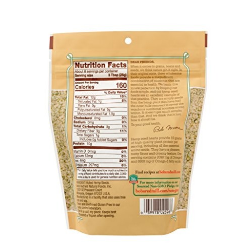 Bobs Red Mill Resealable Hulled Hemp Seed Hearts, 8 Oz 6 Pack