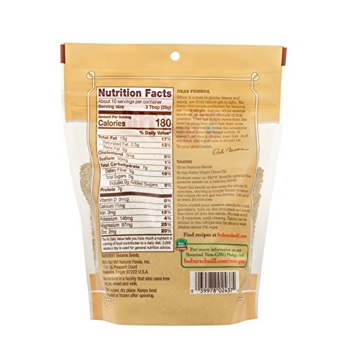 Bobs Red Mill Resealable Hulled White Sesame Seeds, 10 Oz 6 Pack
