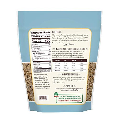Bobs Red Mill Resealable Old Fashioned Regular Rolled Oats, 32 ...