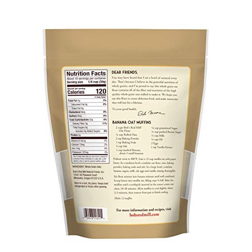 Bobs Red Mill Whole Grain Oat Flour, 20-Ounce Pack Of 4
