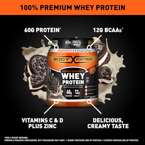 Body Fortress Super Advanced Whey Protein Powder, Cookies N’ Cre...