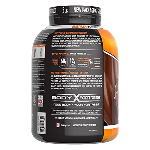 Body Fortress Whey Protein Powder, 60G Protein And 12G Bcaas P