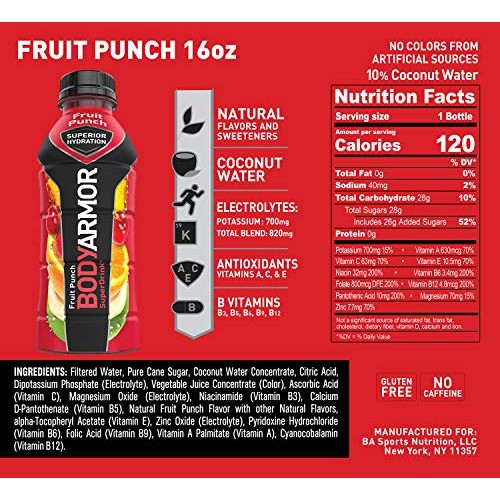 Bodyarmor Sports Drink Sports Beverage, Fruit Punch, 12 Fl Oz P