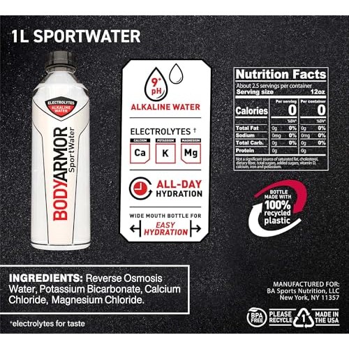 BODYARMOR SportWater Alkaline Water, Superior Hydration, High Al...