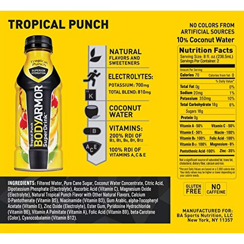 Bodyarmor Sports Drink Sports Beverage, Tropical Punch, 16 Fl Oz