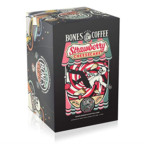 Bones Coffee Company Flavored Coffee K Cups Strawberry Cheesecak