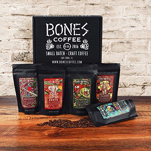 Bones Coffee World Tour Sample Pack, Ground Coffee Beans Sampler