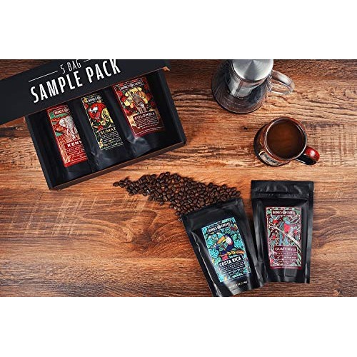 Bones Coffee World Tour Sample Pack, Ground Coffee Beans Sampler