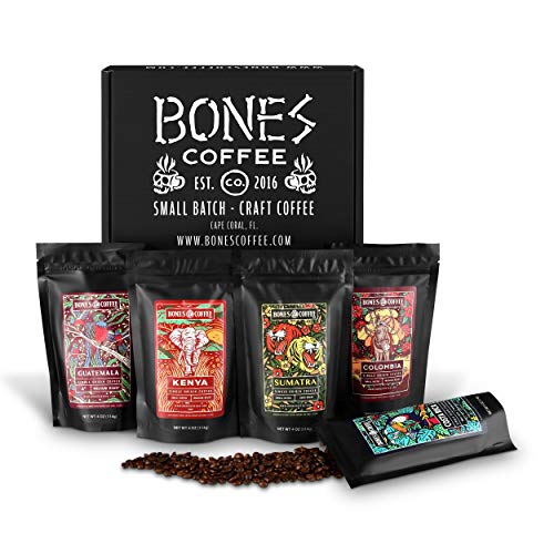 Bones Coffee World Tour Sample Pack, Ground Coffee Beans Sampler