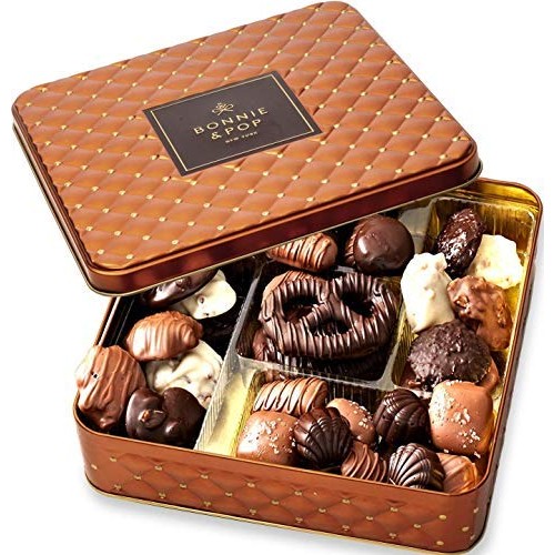 Chocolate Gift Basket , Gourmet Snack Food Box In Keepsake Tin,