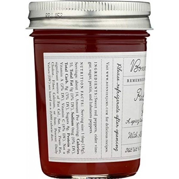 Bonnies Jams, Jelly Red Pepper, 8.75 Ounce