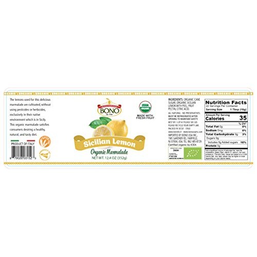 Bono Sicilian Lemon Organic Marmalade, 3 Pack