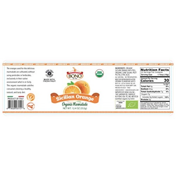 Bono Sicilian Orange Organic Marmalade, 3 Pack
