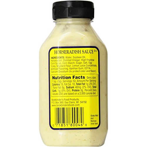 Bookbinders Horseradish, Sassy Sauce, Creamy, 9.5-Ounce Pack Of 9