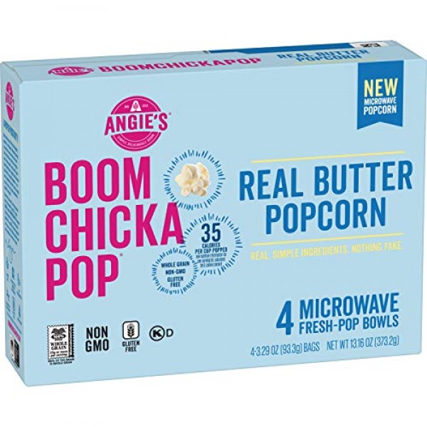 Angies BOOMCHICKAPOP Real Butter Microwave Popcorn Fresh-Pop Bo...