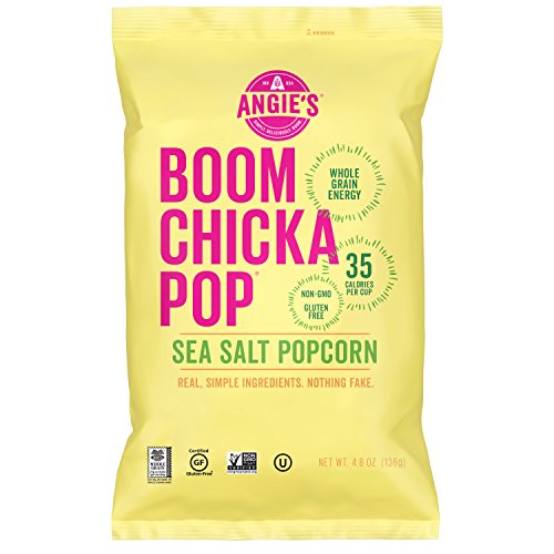 Angies Boomchickapop Sea Salt Popcorn, 4.8 Oz Bag, Pack Of 12