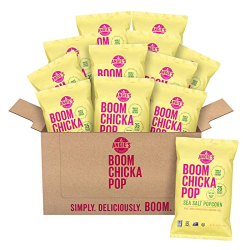 Angies Boomchickapop Sea Salt Popcorn, 4.8 Oz Bag, Pack Of 12