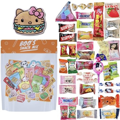 Boos Snack Mix, 40pc, Asian Mystery Candy Mix with Kawaii Chara...