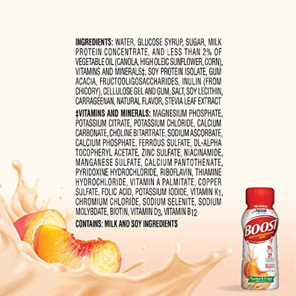 BOOST Original Complete Nutritional Drink, Peaches & Creme, 8 Ou...