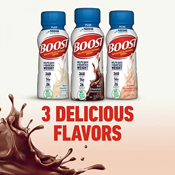 Boost Plus Complete Nutritional Drink, Rich Chocolate, 8 fl oz B...